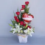 bouquet de 9 rosas con globo